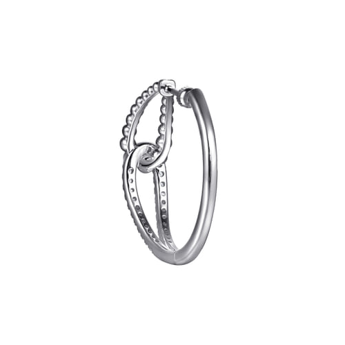 30mm 925 Sterling Silver Bujukan and White Sapphire Interlocking Hoop Earrings