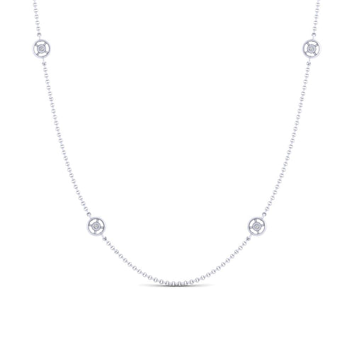 32 Inch 14K White Gold Diamond Station DBY Necklace