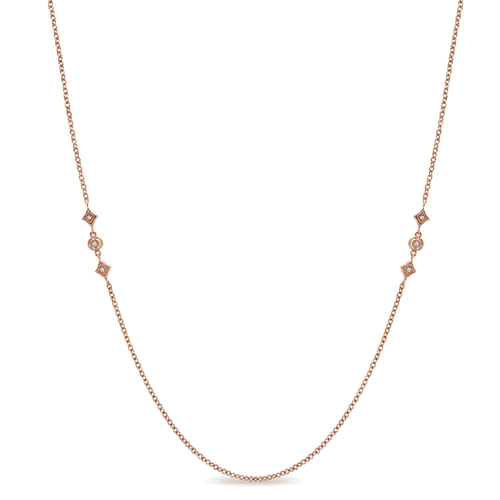 32 inch 14K Rose Gold Diamond Station DBY Necklace