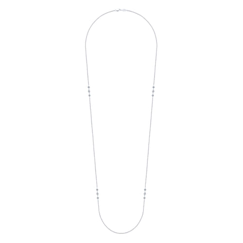 32 inch 14K White Gold Geometric Shapes Diamond Station Necklace