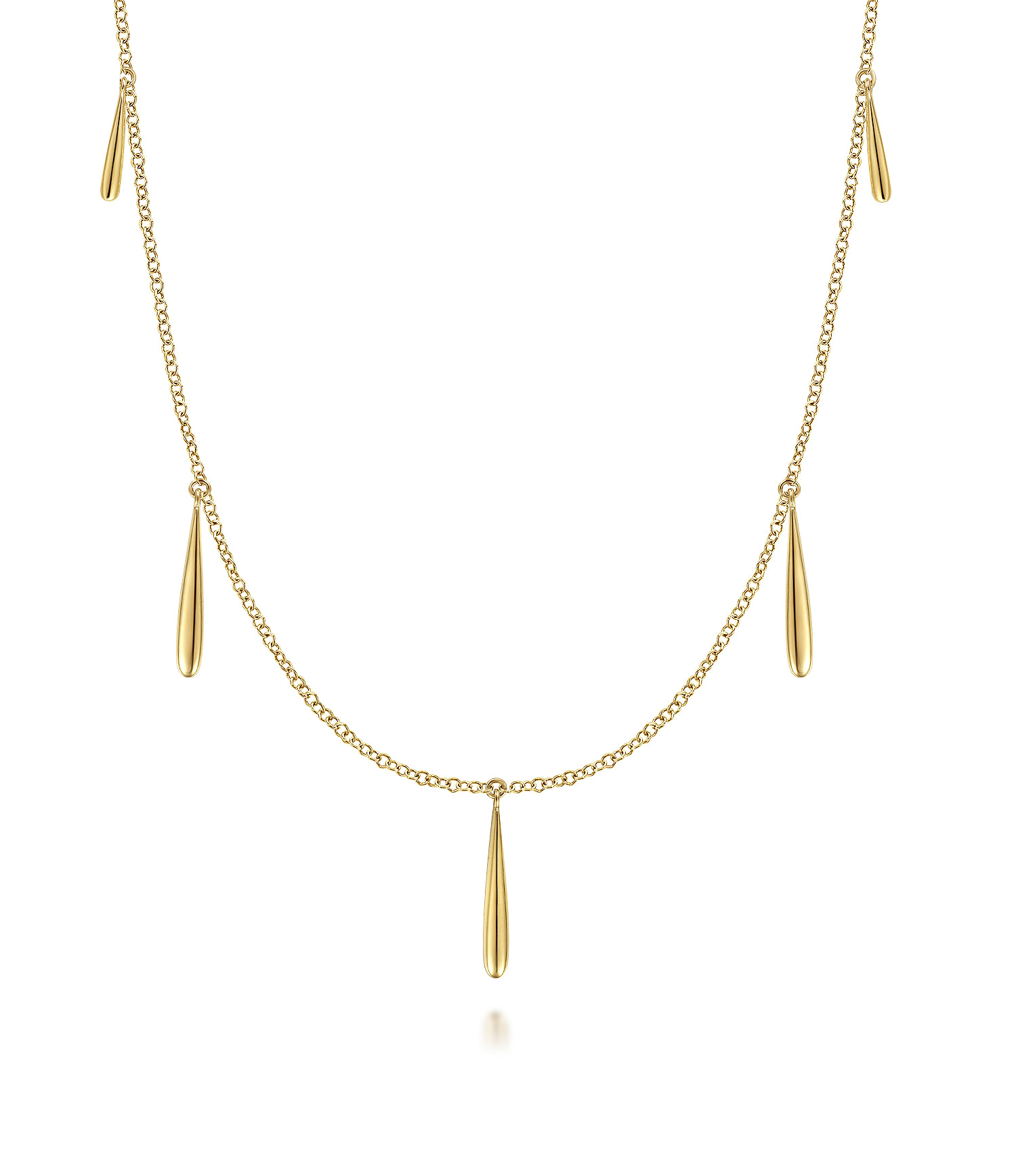 32 inch 14K Yellow Gold 32mm Linear Drops Station Necklace