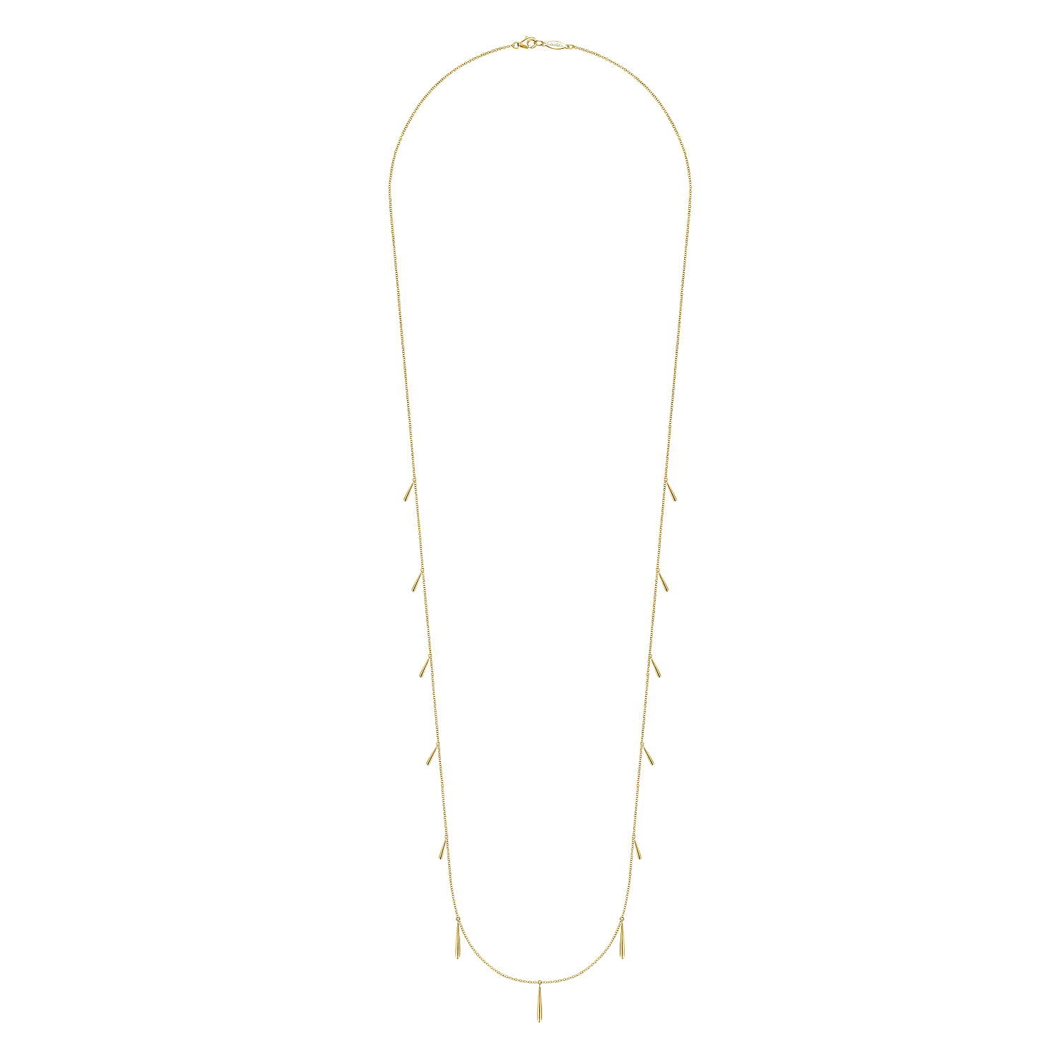 32 inch 14K Yellow Gold 32mm Linear Drops Station Necklace