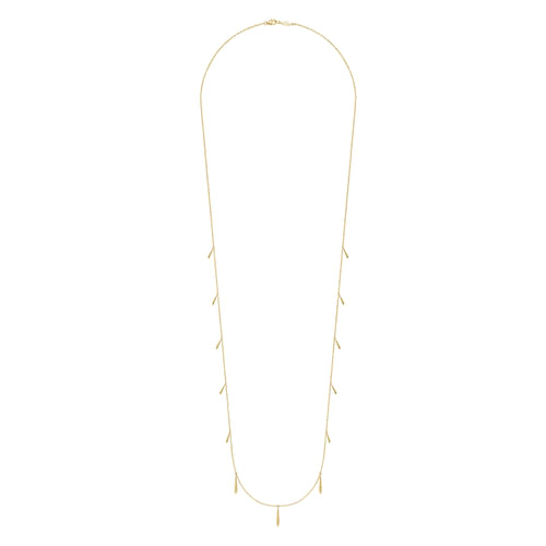 32 inch 14K Yellow Gold 32mm Linear Drops Station Necklace