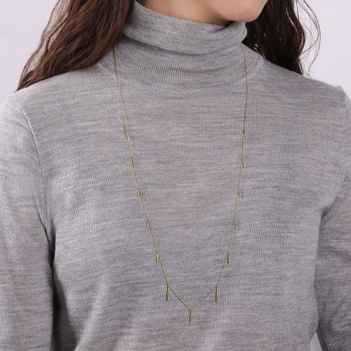 32 inch 14K Yellow Gold 32mm Linear Drops Station Necklace