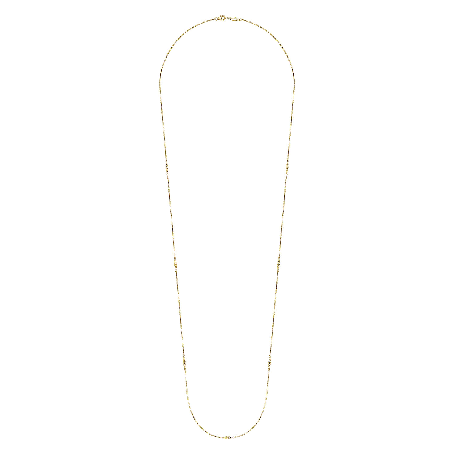 32 inch 14K Yellow Gold Chain Necklace with Twisted Tube Stations