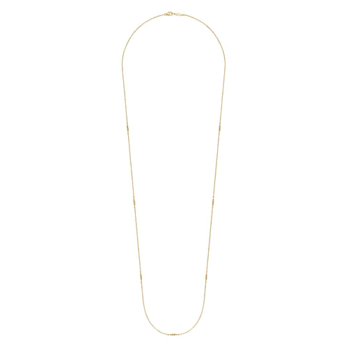 32 inch 14K Yellow Gold Chain Necklace with Twisted Tube Stations