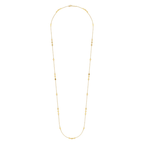 32 inch 14K Yellow Gold Diamond Shaped Disc Station Necklace