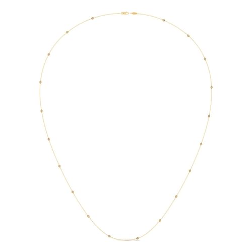 32 inch 14K Yellow Gold Diamond Shaped Station Necklace with Diamonds
