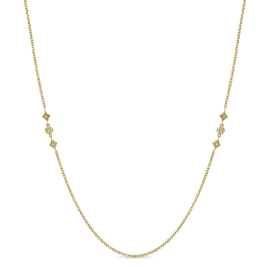 Gabriel - 32 inch 14K Yellow Gold Geometric Shapes Diamond Station Necklace