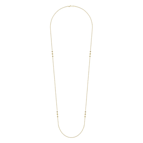 32 inch 14K Yellow Gold Geometric Shapes Diamond Station Necklace angle 2