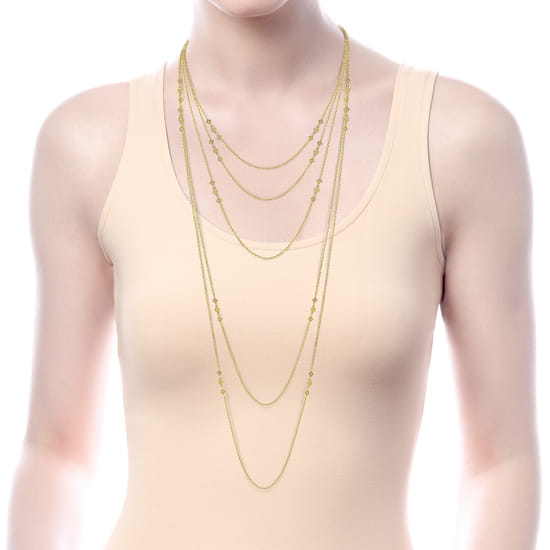 32 inch 14K Yellow Gold Geometric Shapes Diamond Station Necklace angle 3