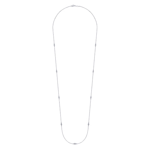 32 inch 925 Sterling Silver Beaded Necklace