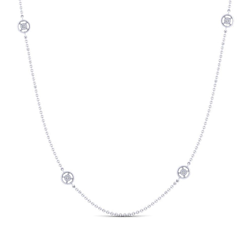 36 Inch 14K White Gold Diamond Station DBY Necklace