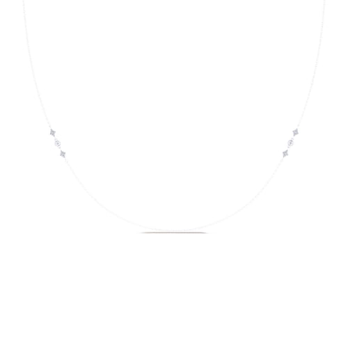 36 inch 14K White Gold Diamond Station DBY Necklace