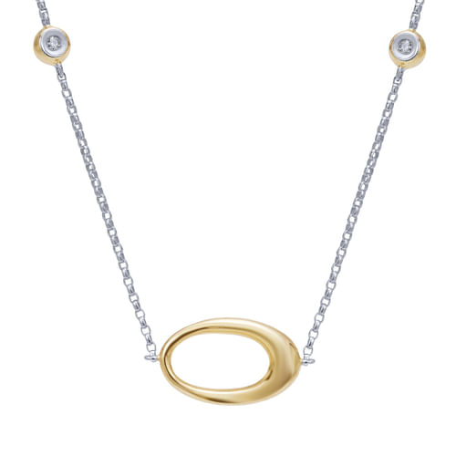36 inch 14K White Yellow Gold Diamond Station DBY Necklace