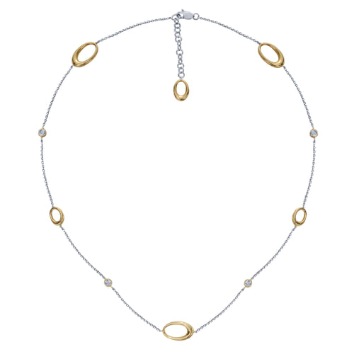 36 inch 14K White Yellow Gold Diamond Station DBY Necklace