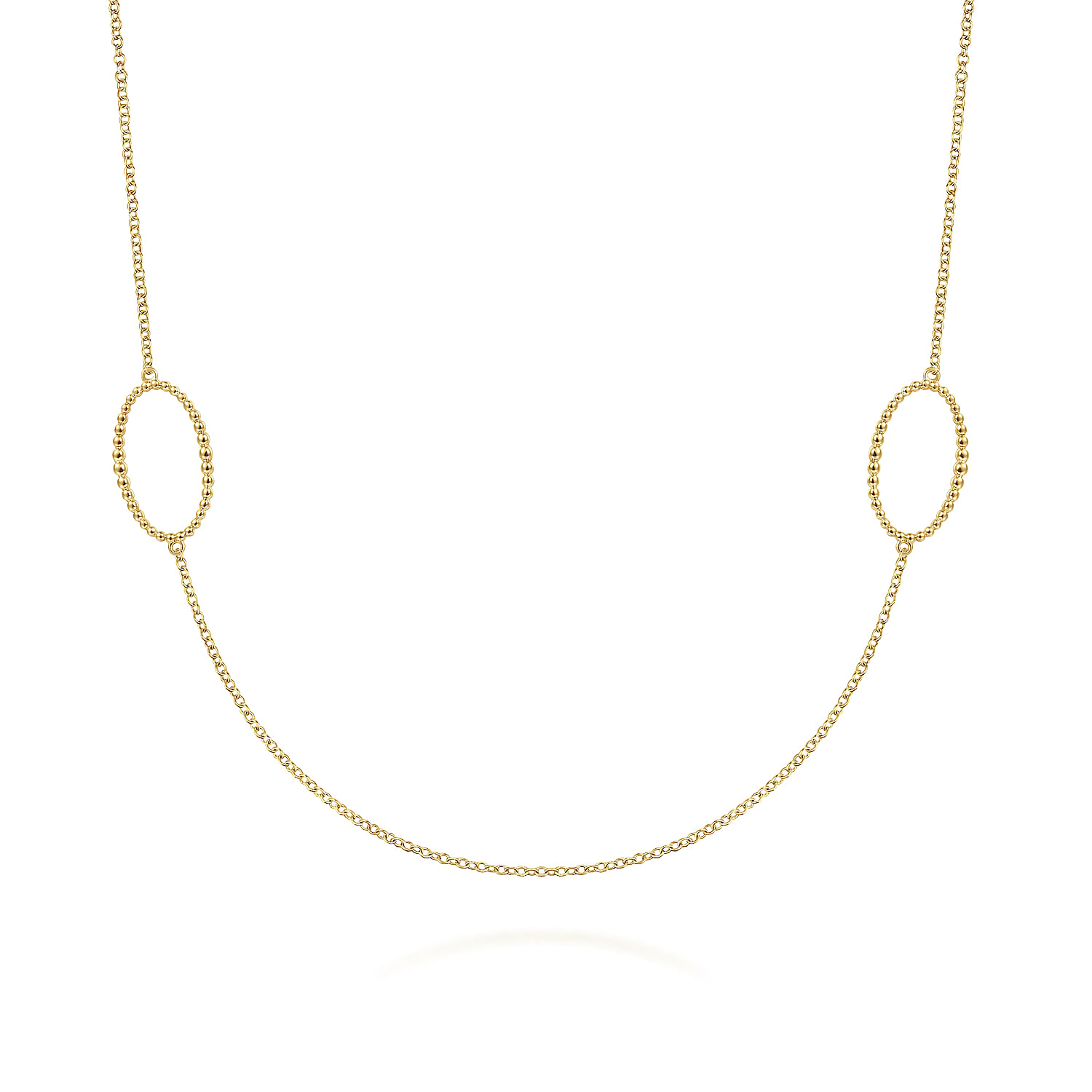 36 inch 14K Yellow Bujukan Bead Oval Station Necklace