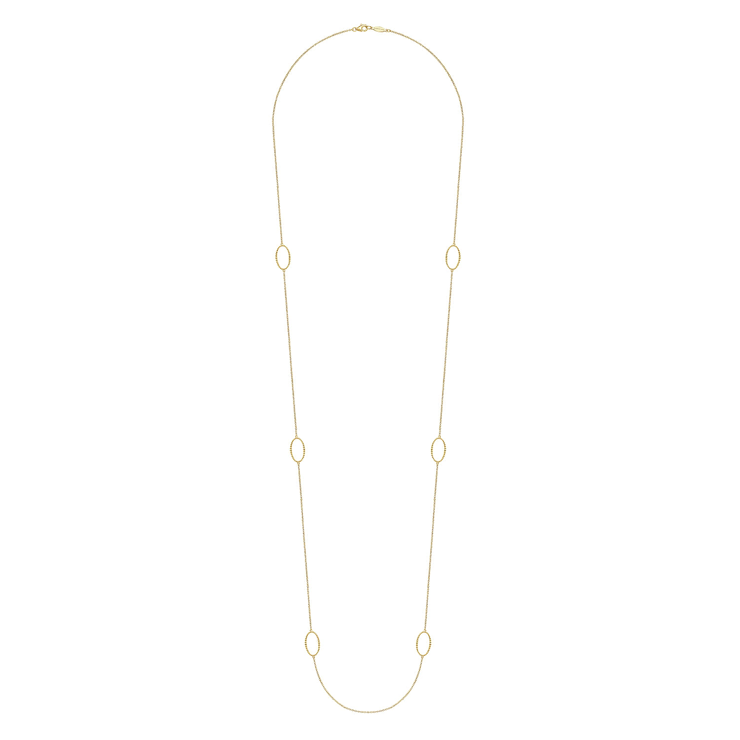 36 inch 14K Yellow Bujukan Bead Oval Station Necklace