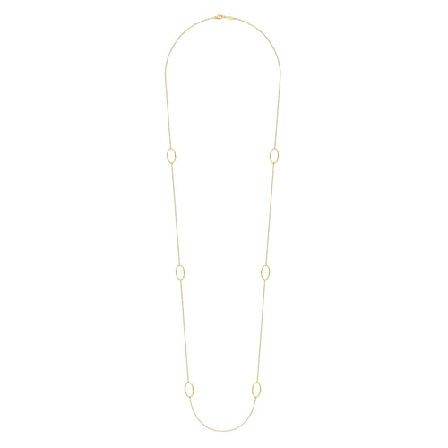 36 inch 14K Yellow Bujukan Bead Oval Station Necklace