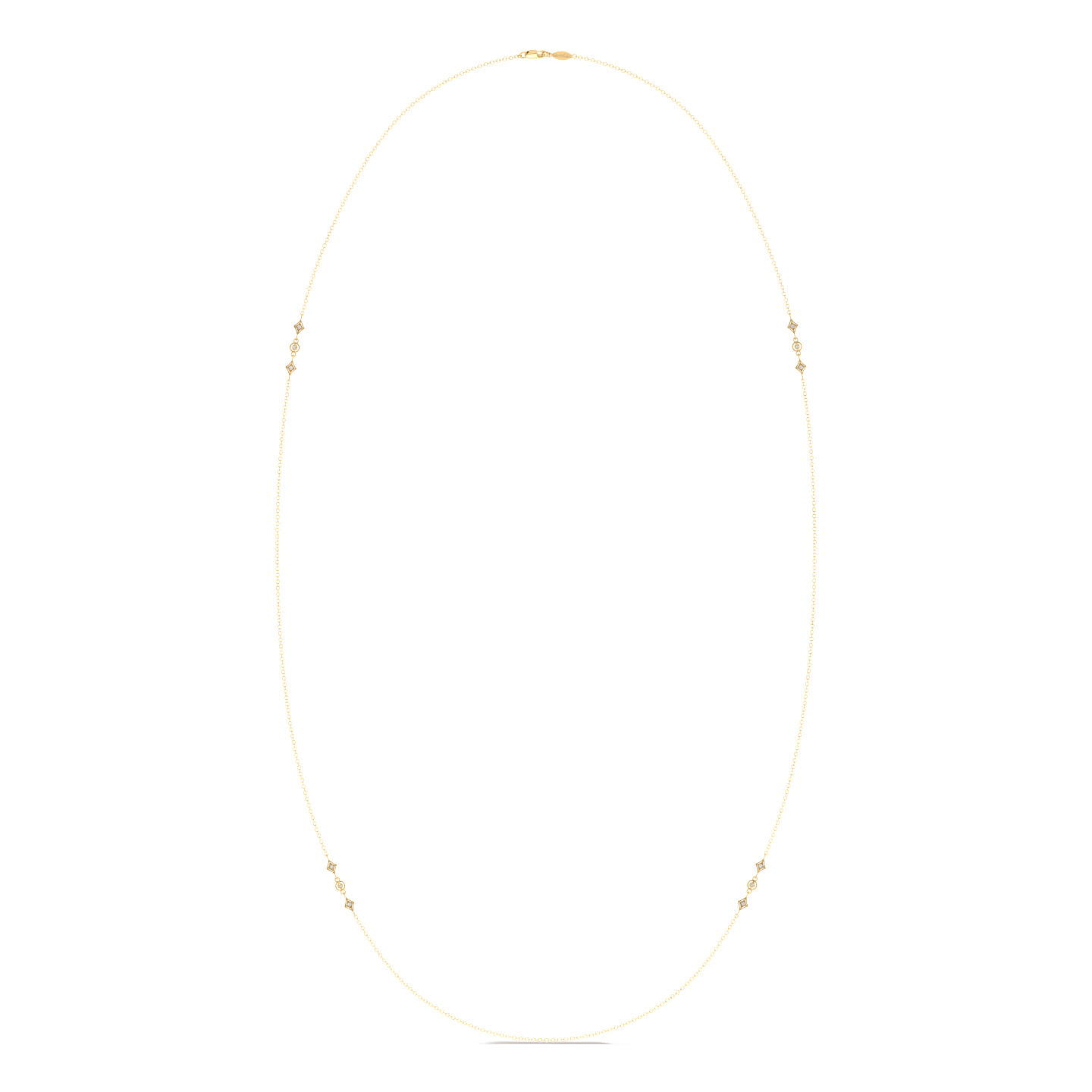 36 inch 14K Yellow Gold Geometric Shapes Diamond Station Necklace