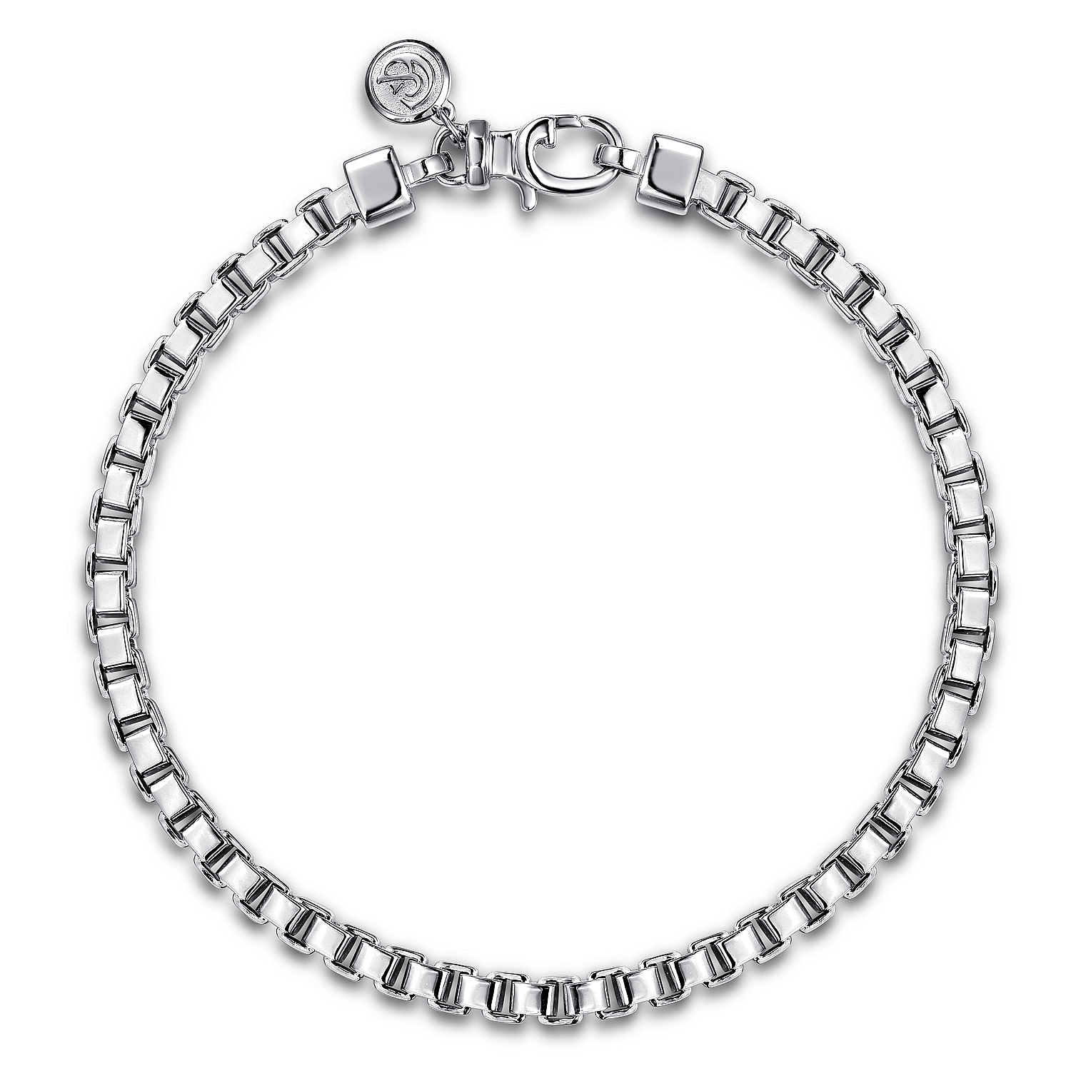 4.0mm 925 Sterling Silver Solid Mens Box Chain Bracelet