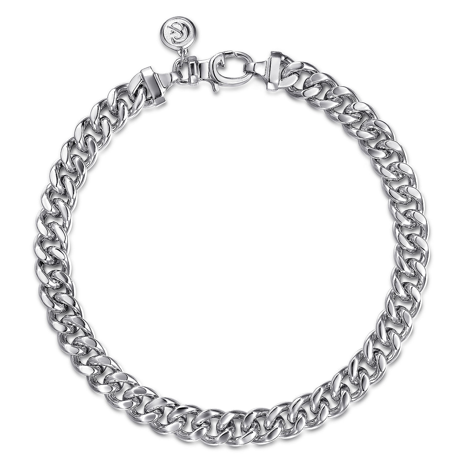 6.8mm 925 Sterling Silver Solid Mens Link Chain with Diamond Cut Bracelet