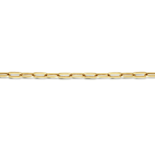 7 inch 14K Yellow Gold Hollow Paperclip Chain Bracelet