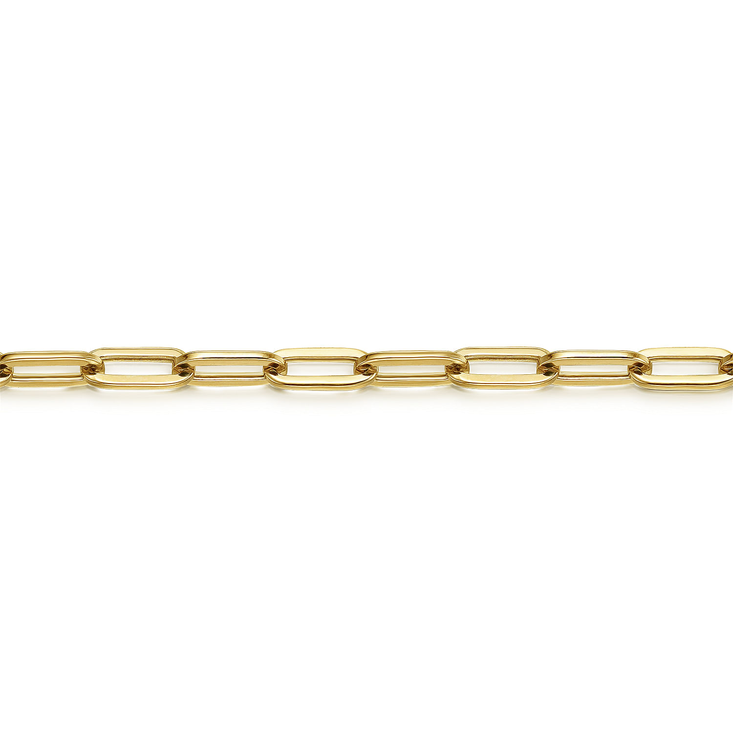 7 inch 14K Yellow Gold Hollow Paperclip Chain Bracelet