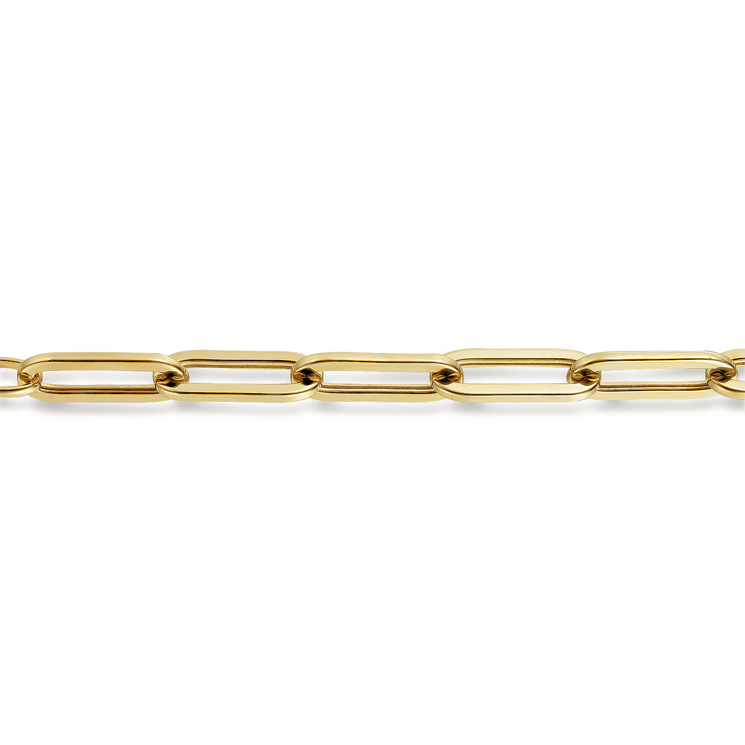 7 inch 14K Yellow Gold Hollow Paperclip Chain Bracelet