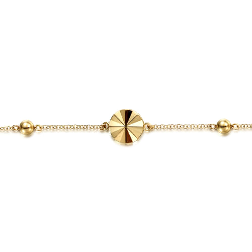 7 inch 18K Yellow Gold Hollow Tube Link Bracelet