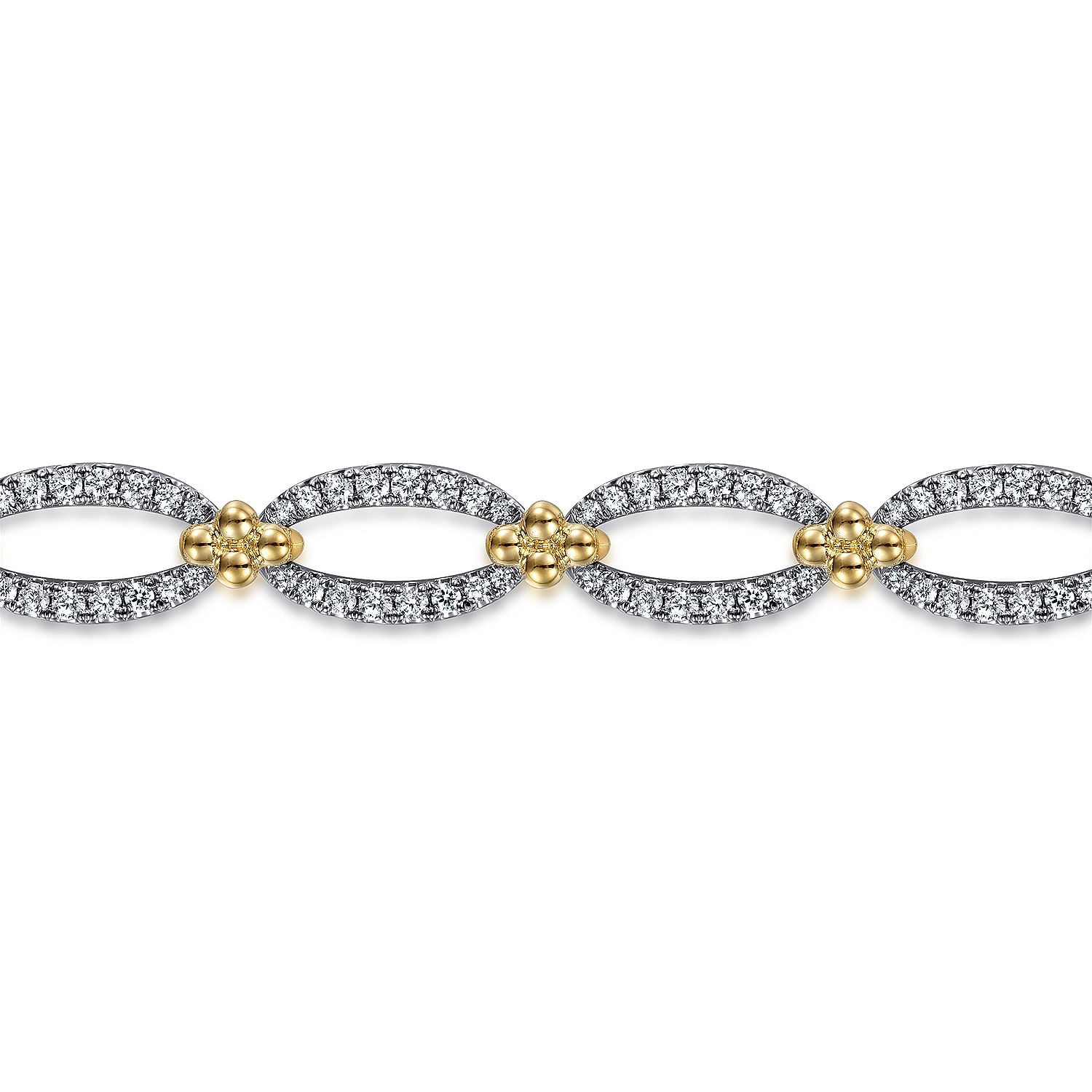 7inch 14K White-Yellow Gold Diamond Link Bracelet