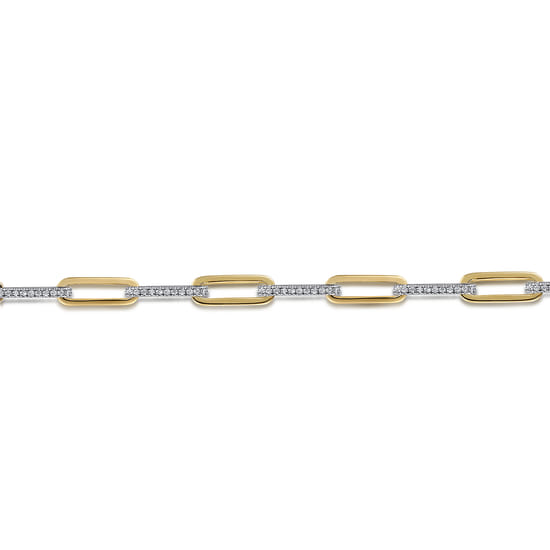 7inch 14K White-Yellow Gold Diamond Link Bracelet angle 2