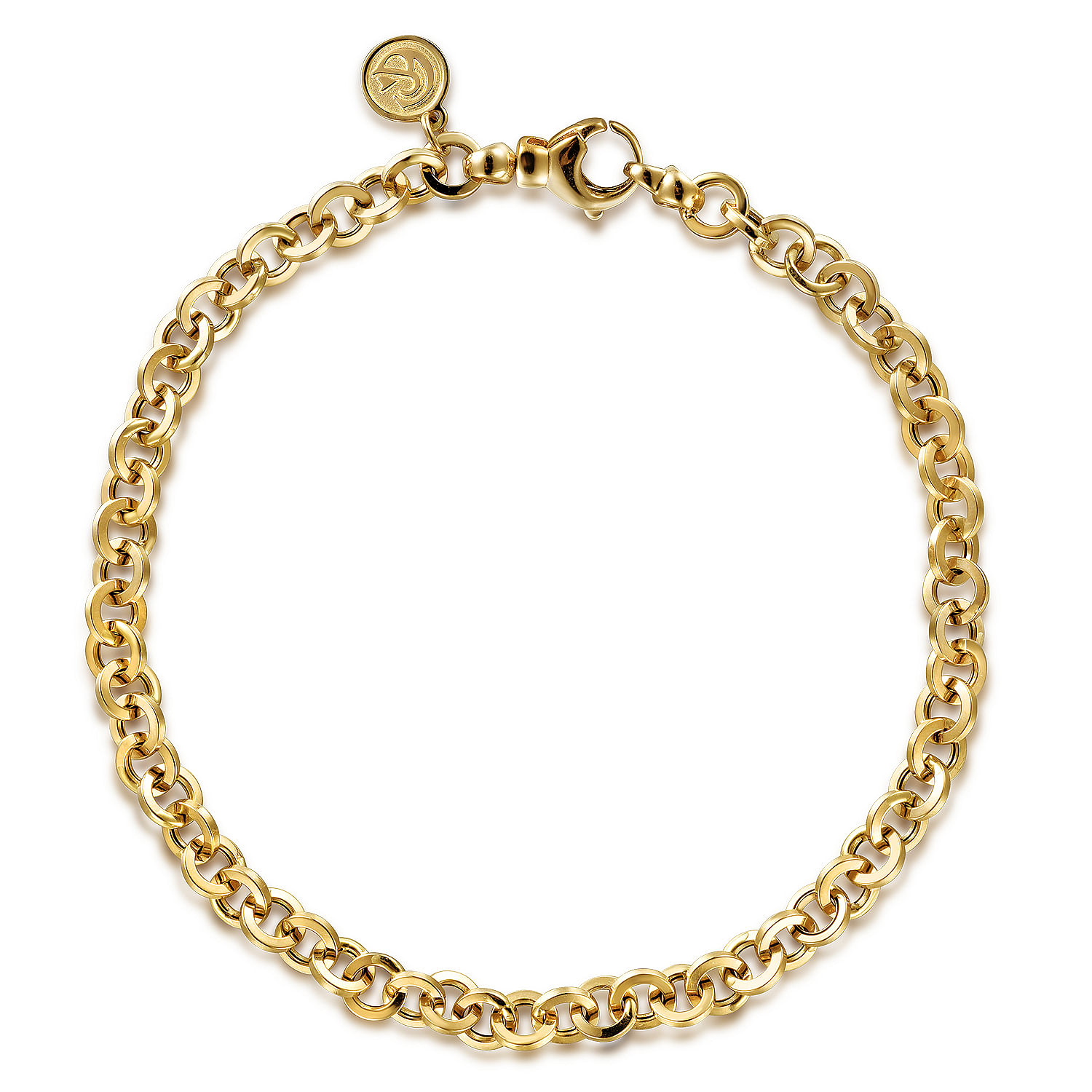 8 Inch 14K Yellow Gold Hollow Link Chain Bracelet