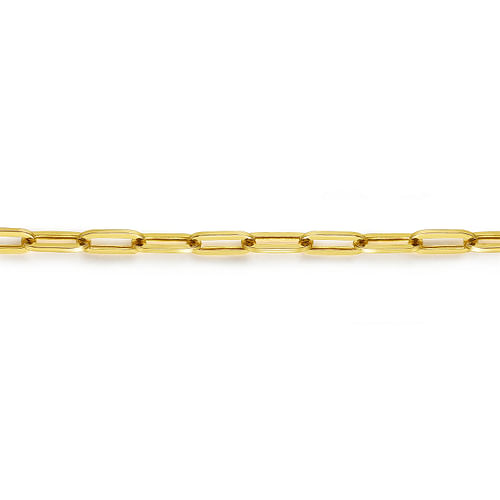 8 inch 14K Yellow Gold Hollow Paperclip Chain Bracelet