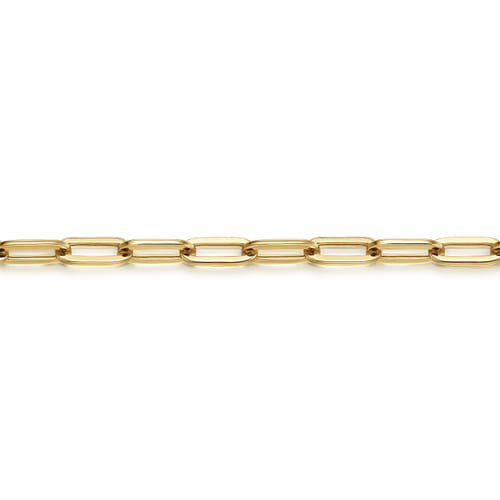 8 inch 14K Yellow Gold Hollow Paperclip Chain Bracelet