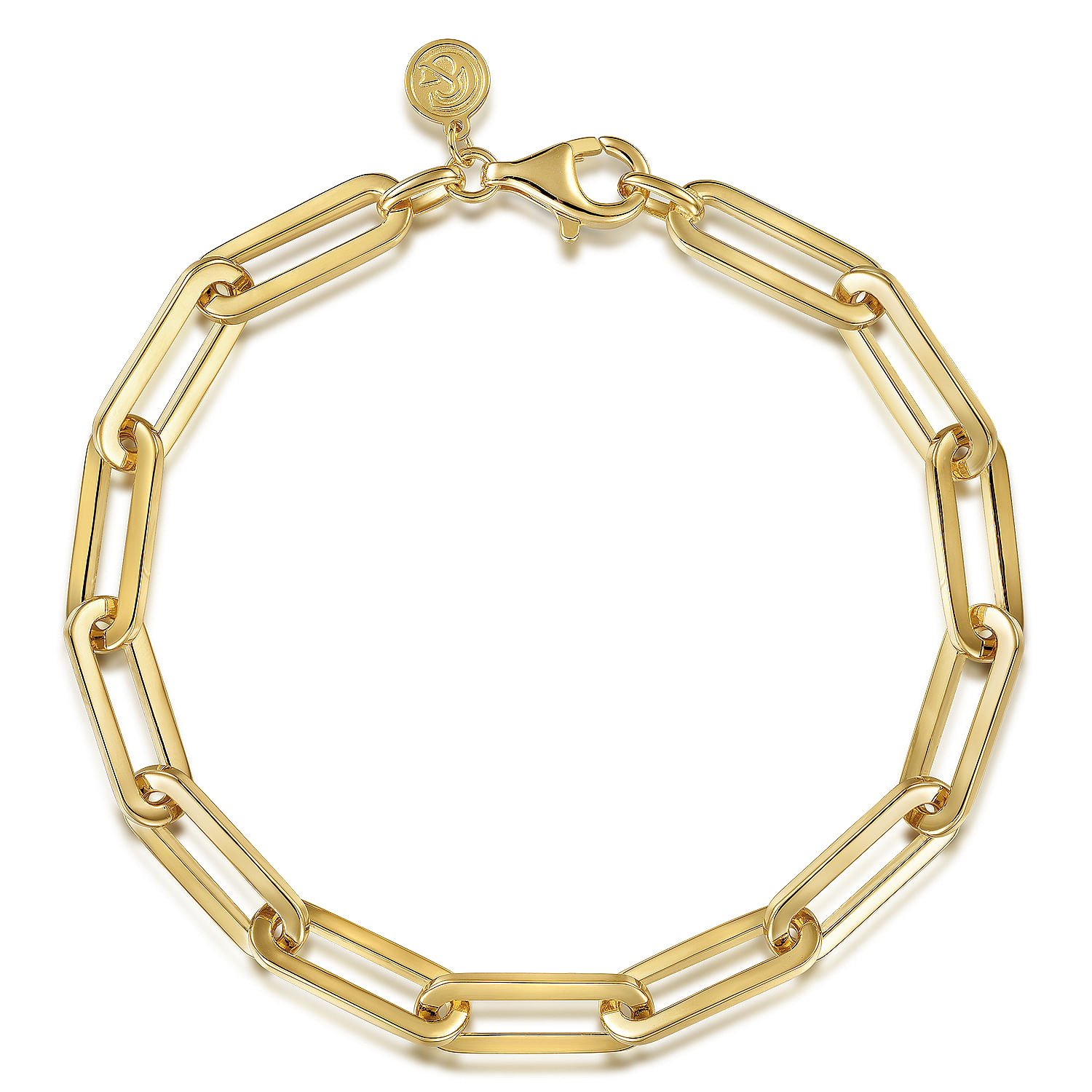 Gabriel - 8 inch 14K Yellow Gold Hollow Paperclip Chain Bracelet