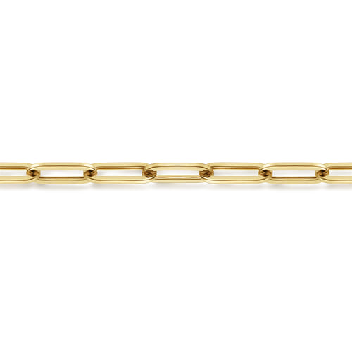 8 inch 14K Yellow Gold Hollow Paperclip Chain Bracelet