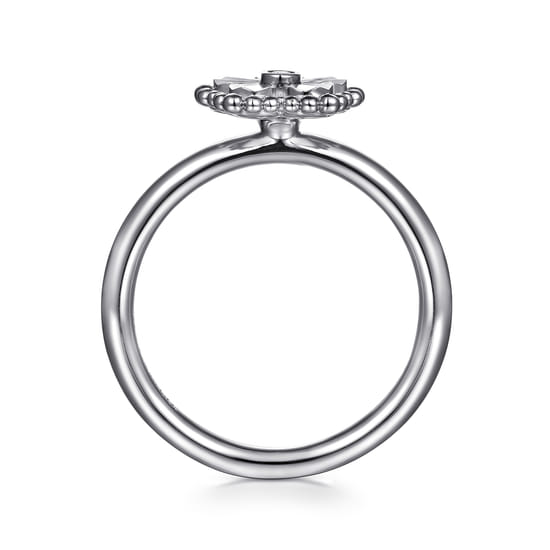 925 Serling Silver Diamond Bujukan Frame Flower Diamond Cut Ladies Ring angle 2
