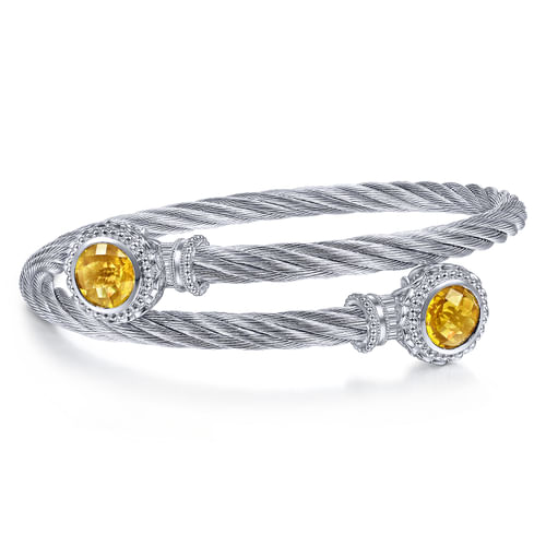 925 Silver & Stainless Steel Citrine Bangle