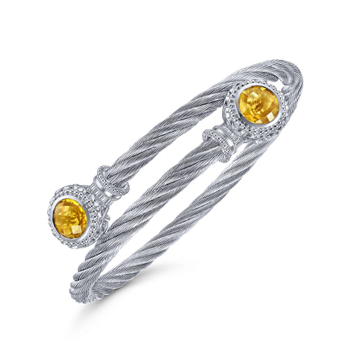 925 Silver & Stainless Steel Citrine Bangle