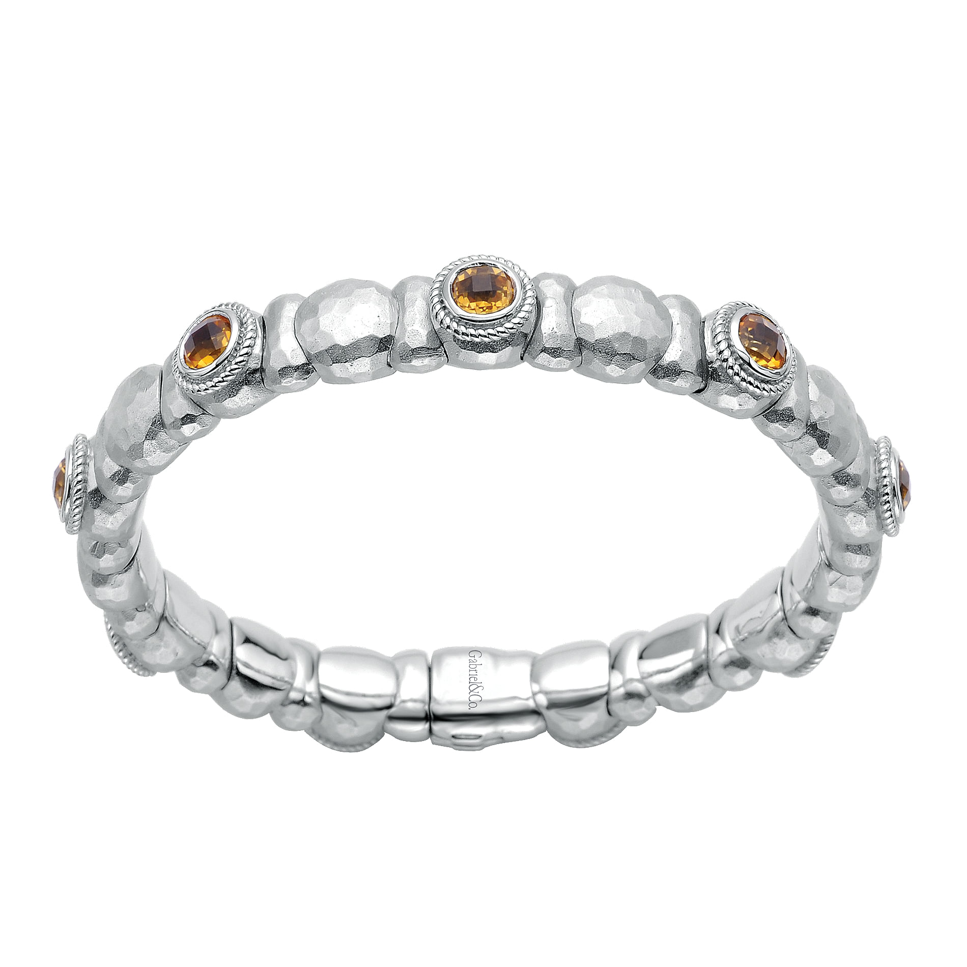 925 Silver & Stainless Steel Citrine Bangle