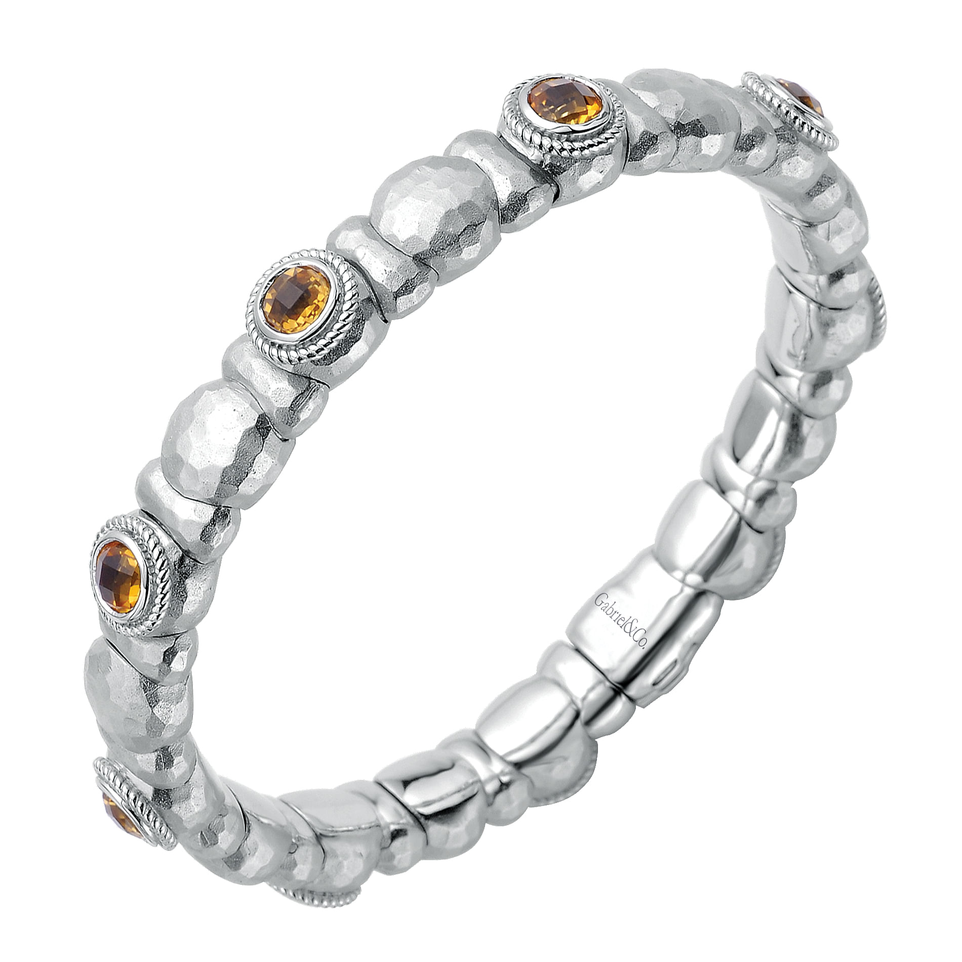 925 Silver & Stainless Steel Citrine Bangle