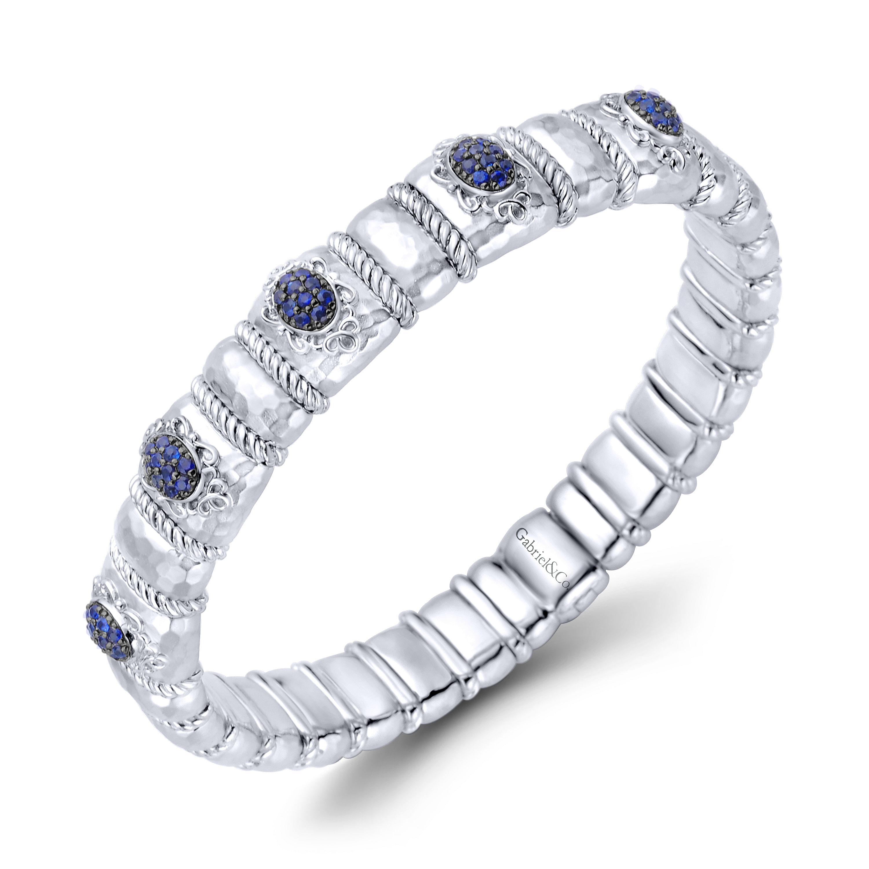 925 Silver & Stainless Steel Sapphire Bangle