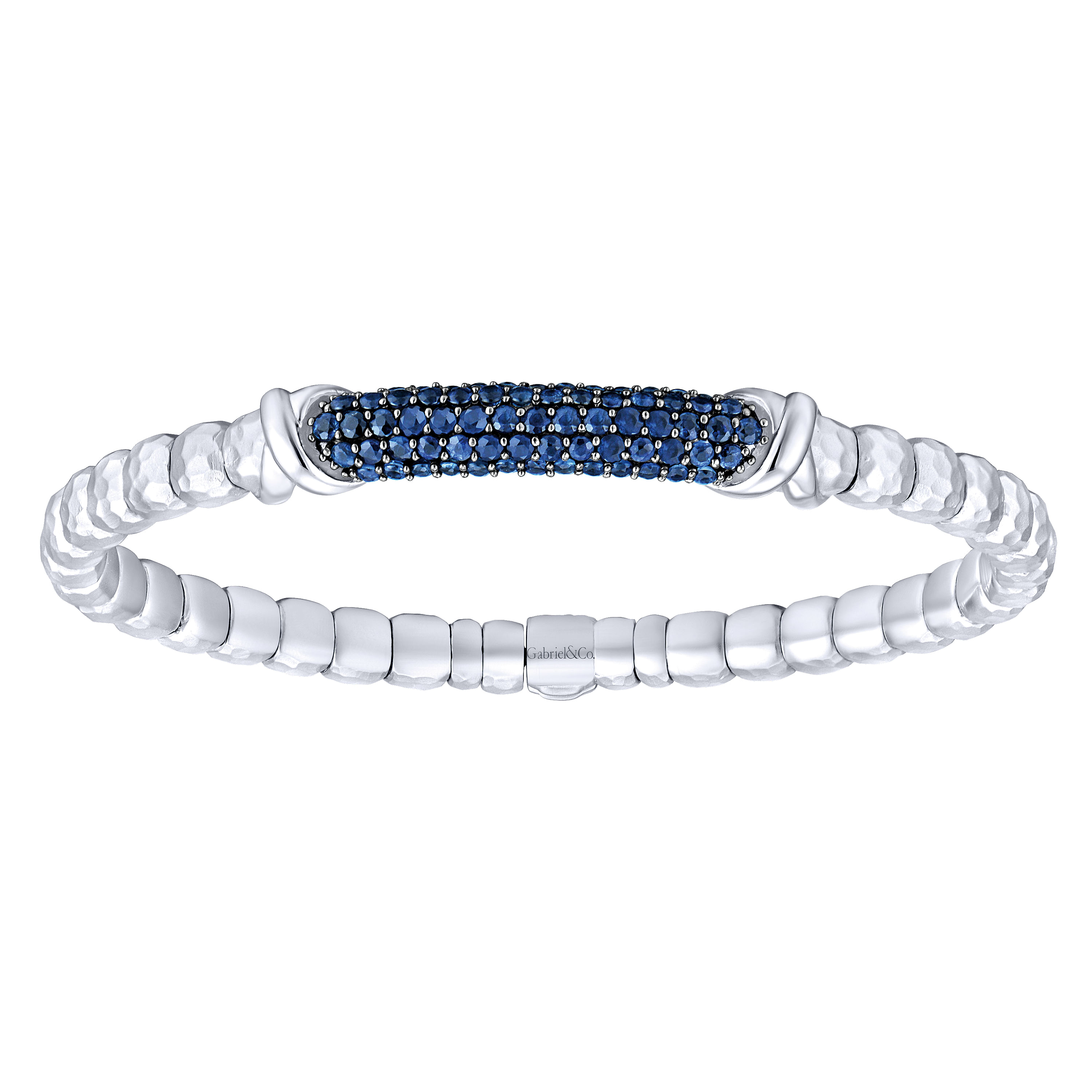 925 Silver & Stainless Steel Sapphire Bangle