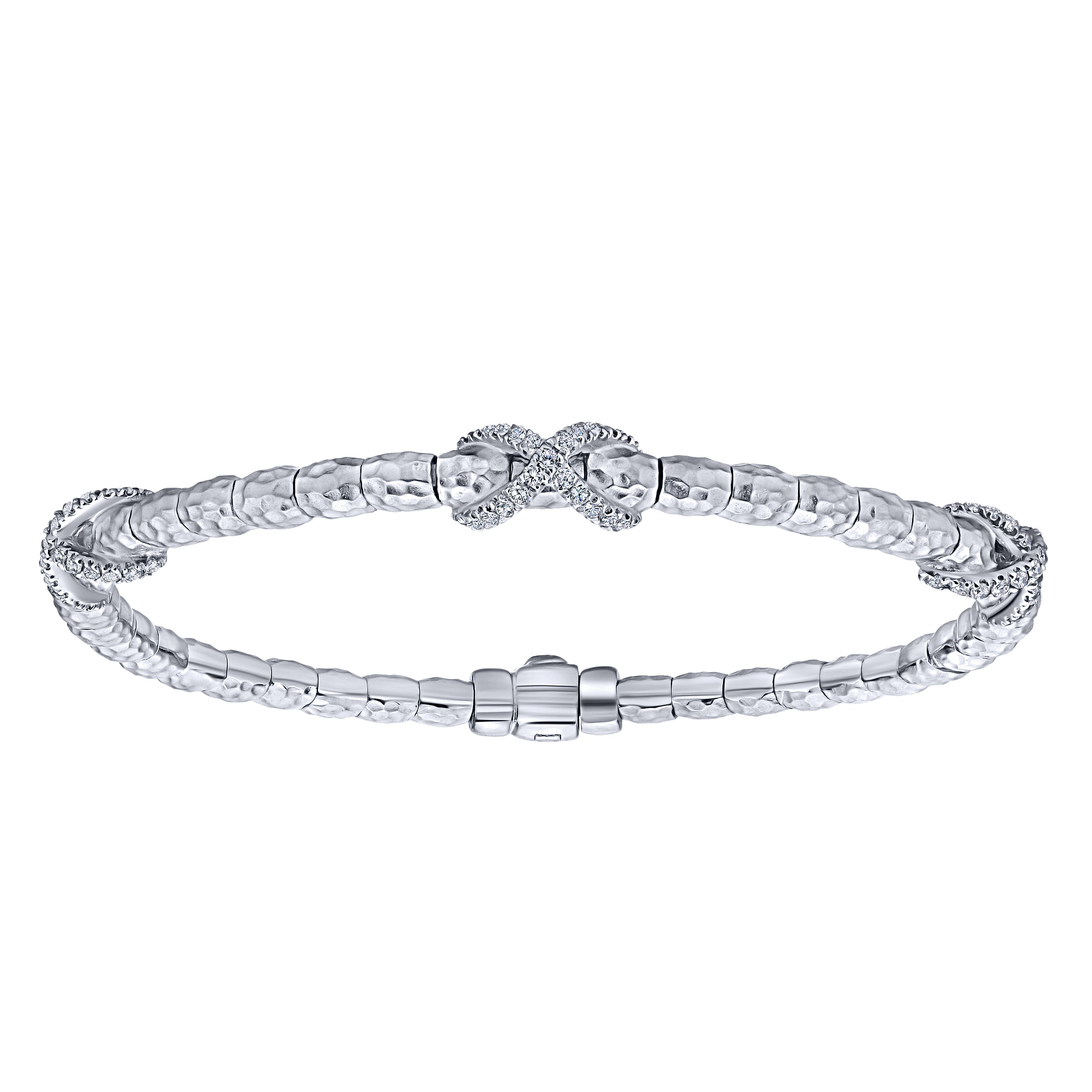 925 Silver & Stainless Steel White Sapphire Bangle