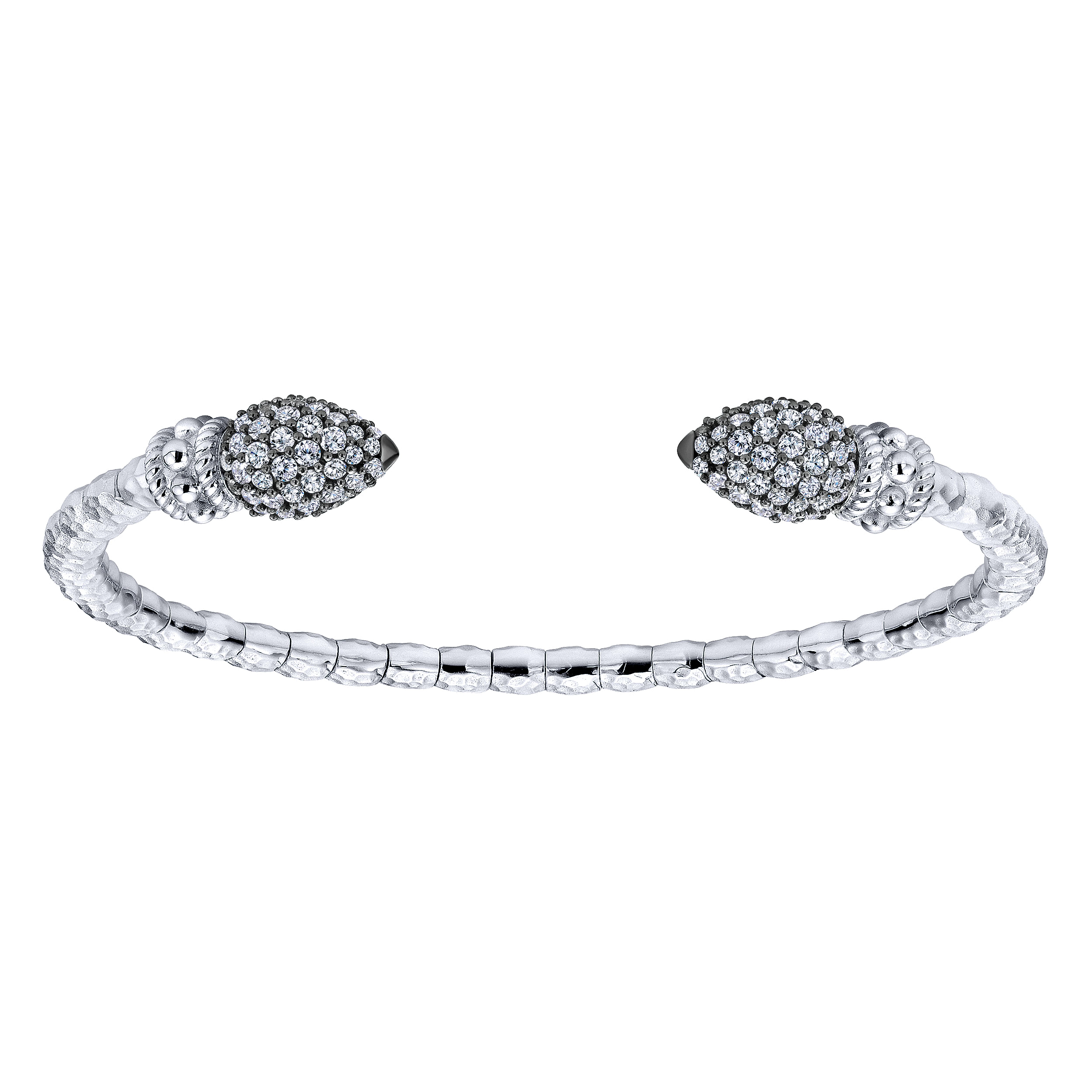 925 Silver & Stainless Steel White Sapphire Bangle