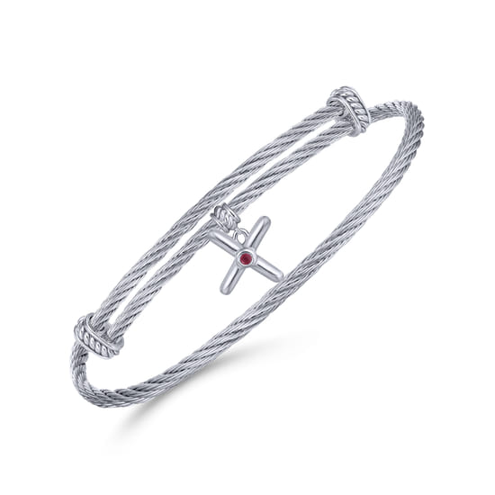 925 Silver-Stainless Steel  Bangle angle 2