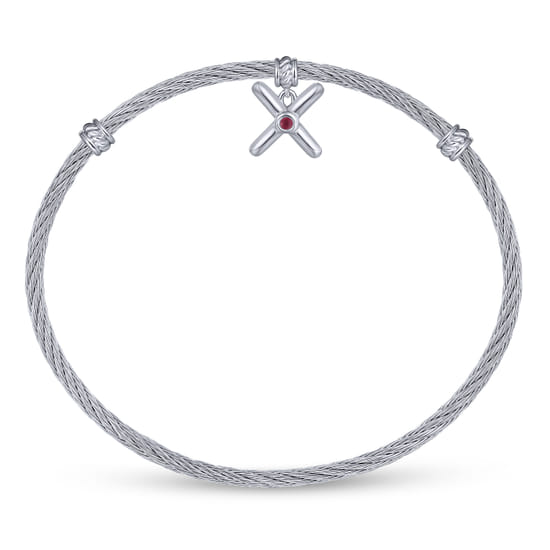 925 Silver-Stainless Steel  Bangle angle 3