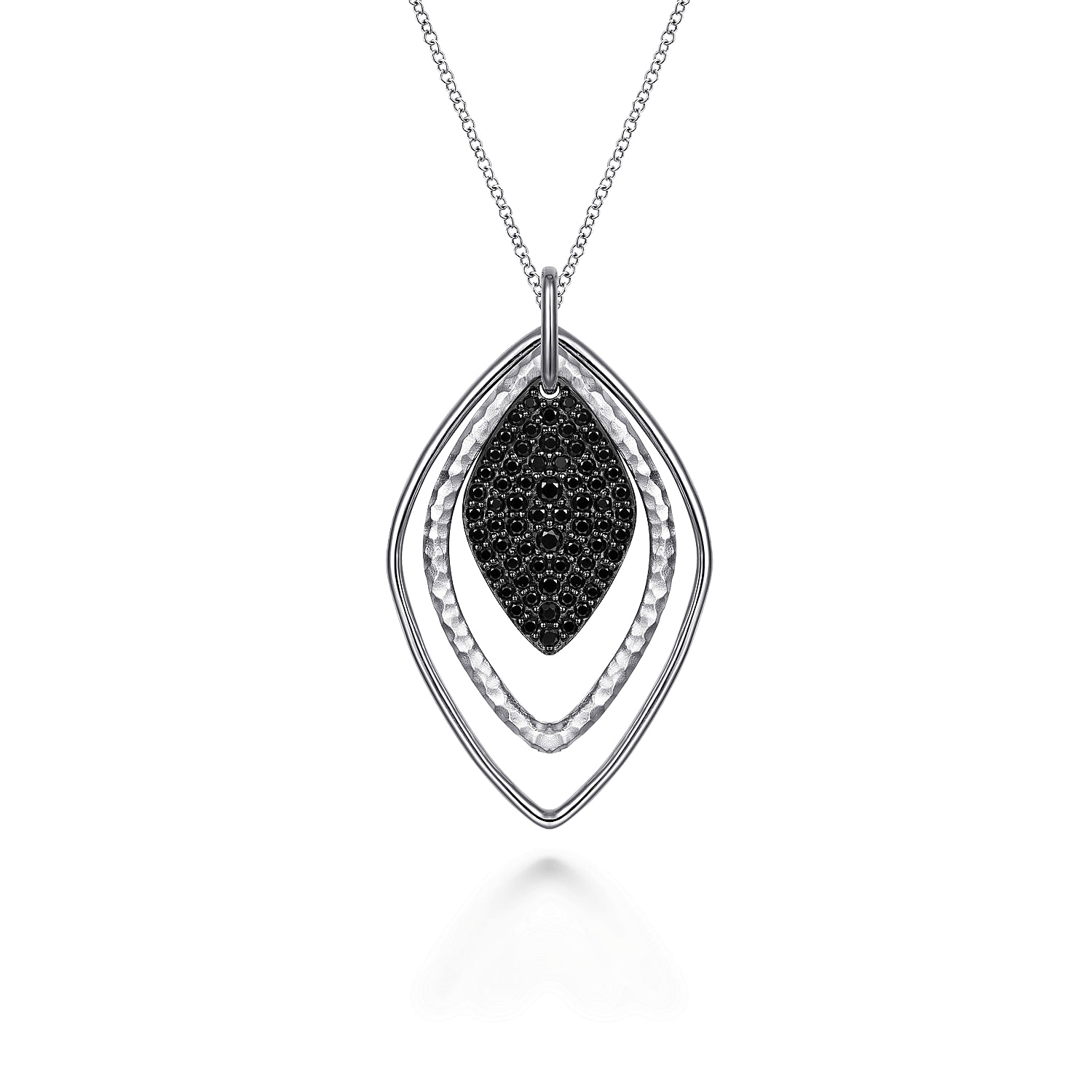 Gabriel - 925 Sterling Silver  Layered Black Spinel Cluster Necklace