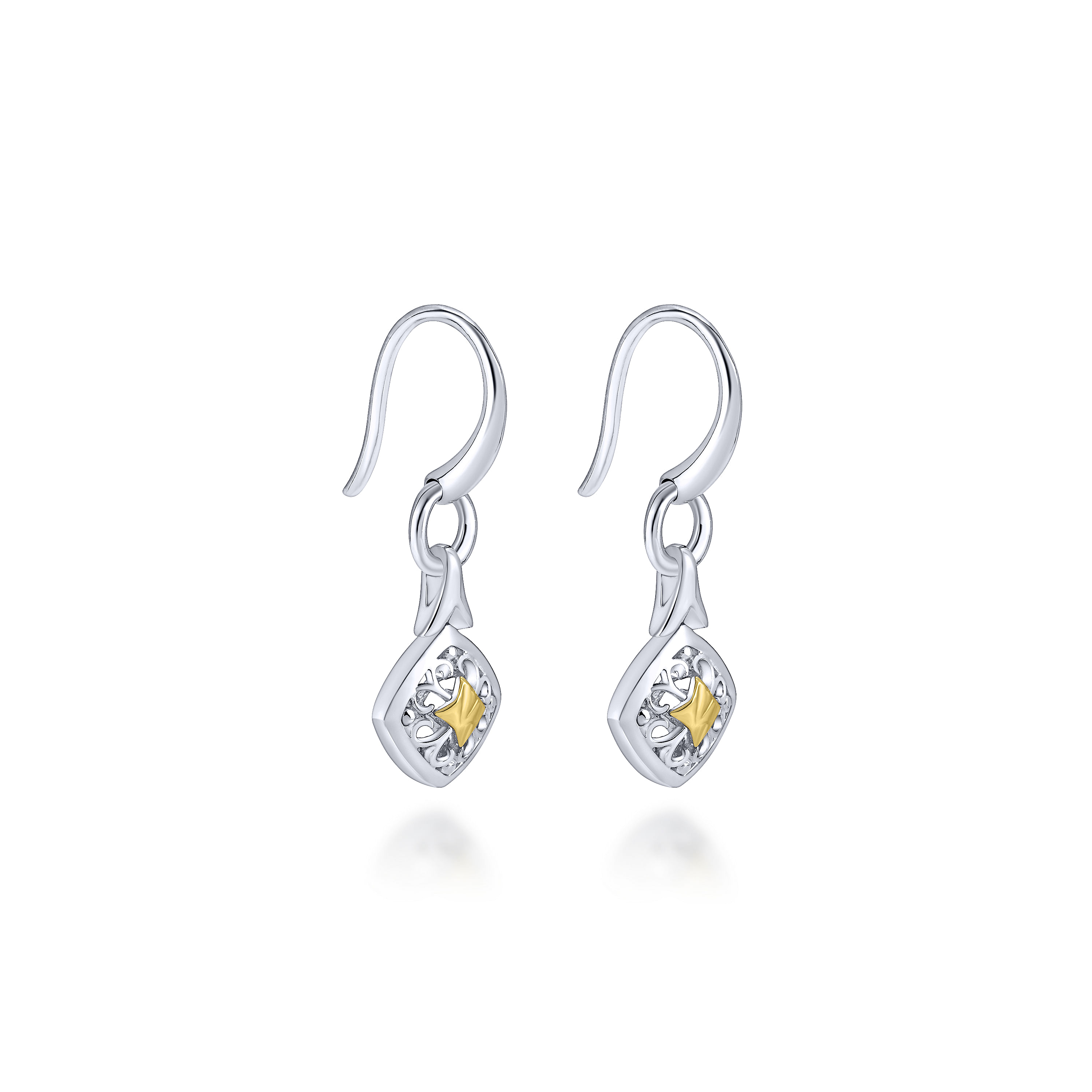 925 Sterling Silver-18K Yellow Dainty Drop Earrings